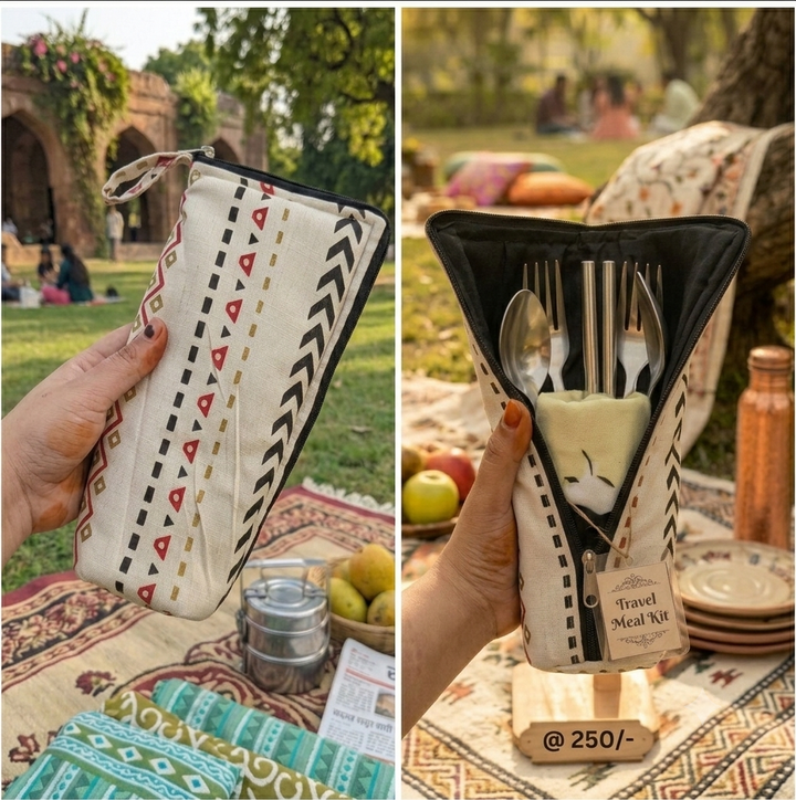 Travel Meal Kit - white geometric motif