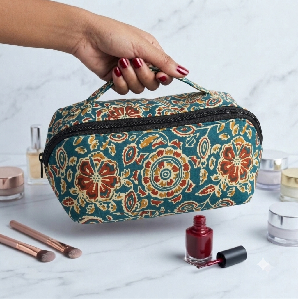 TABLE TOP VANITY - green kalamkari printed