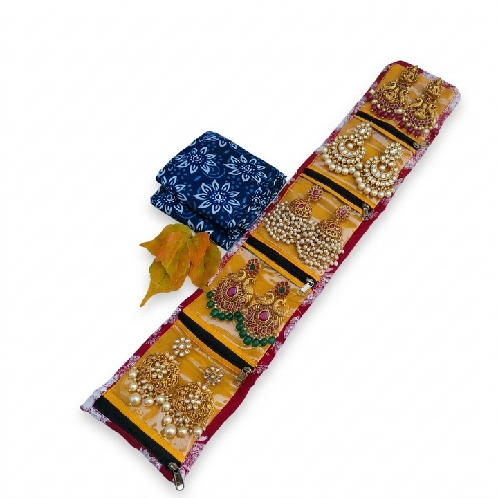 Jewel Pouch - (Earring) Blue with White Flower Print