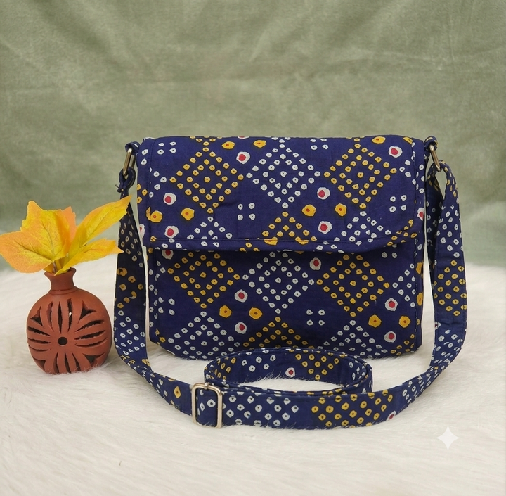 Multizipper Sling 4 Zips - Indigo Bandhani Geometric