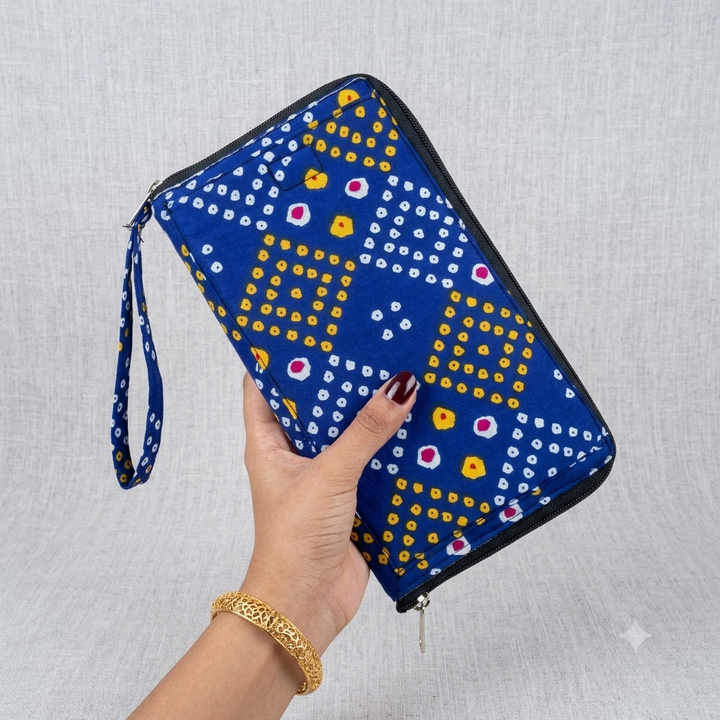 SMART WALLET BIG - Blue Bandhani Print