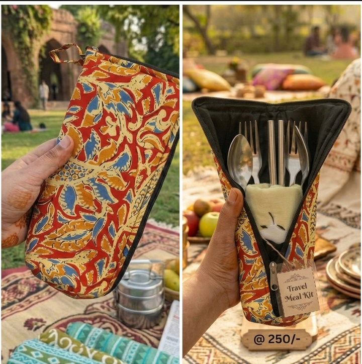 Travel Meal Kit - Mustard Floral Block Print