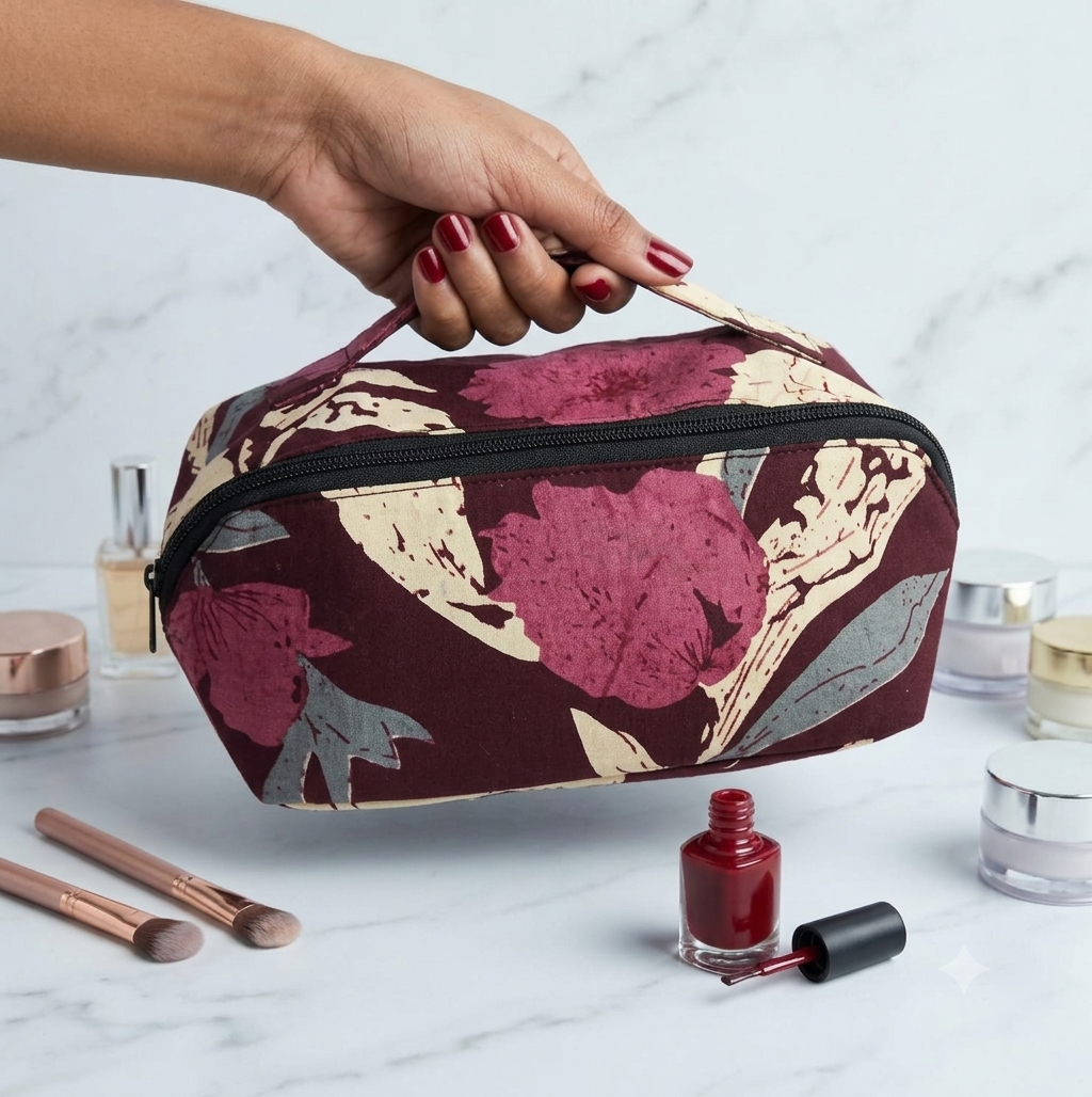 TABLE TOP VANITY - Maroon Bloom print
