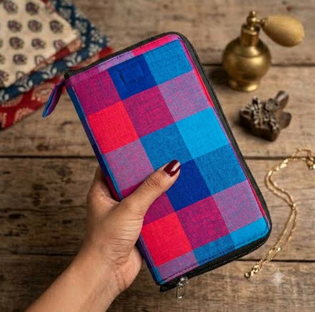SMART WALLET BIG - madras checks printed