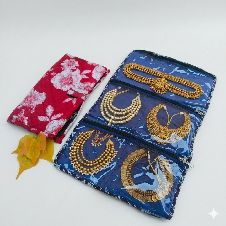 Jewel Pouch - (Necklace) Pink with White Flower Print