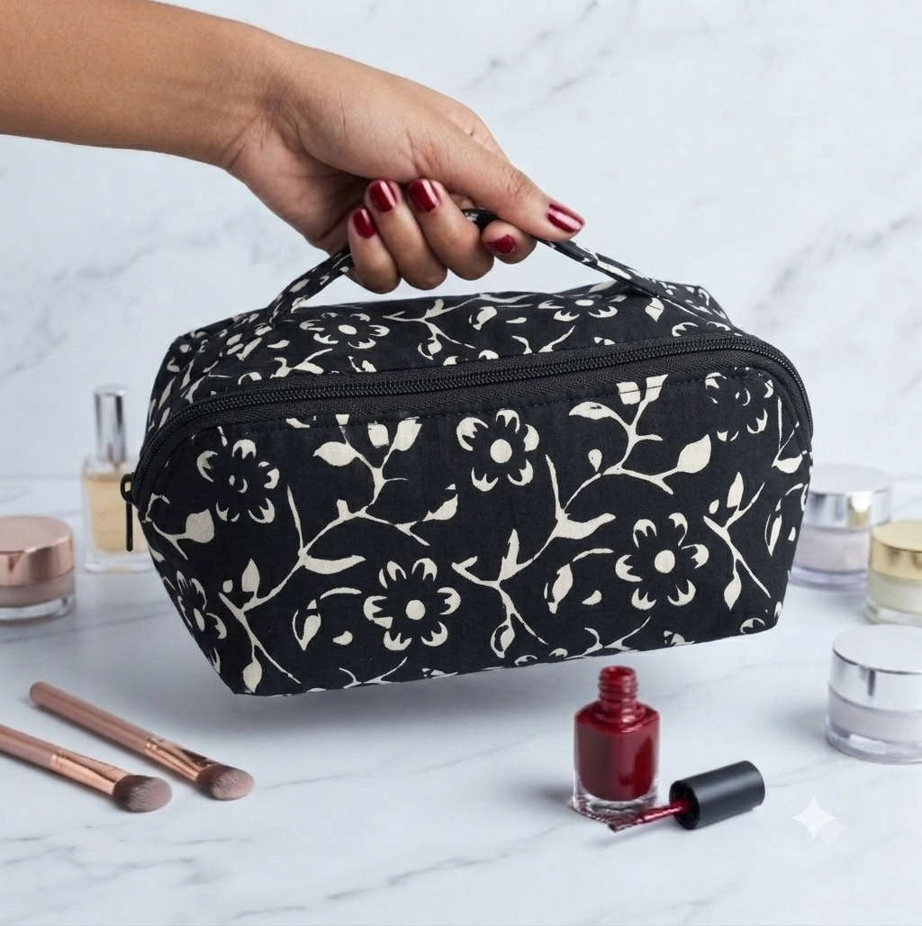 TABLE TOP VANITY - Classic Black Floral print