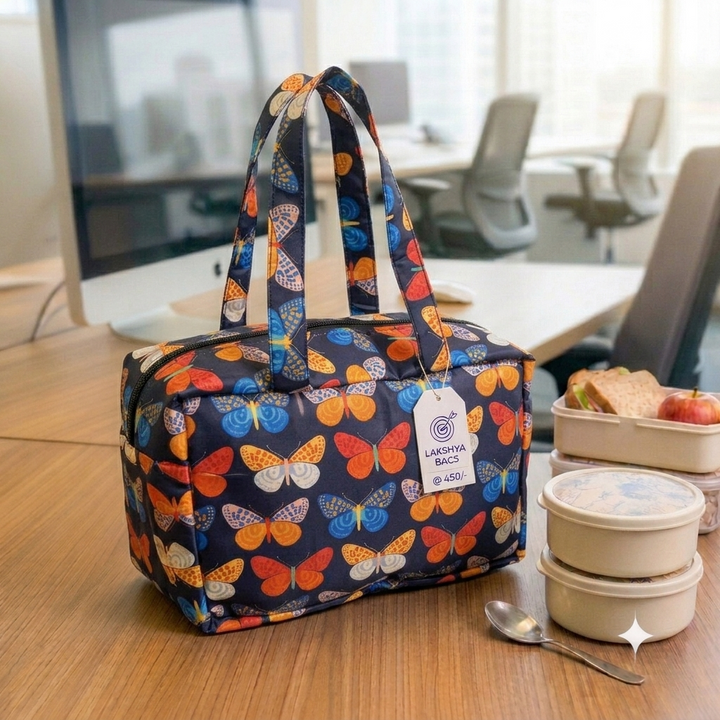XL Everyday Meal Bag - Navy Blue Butterfly