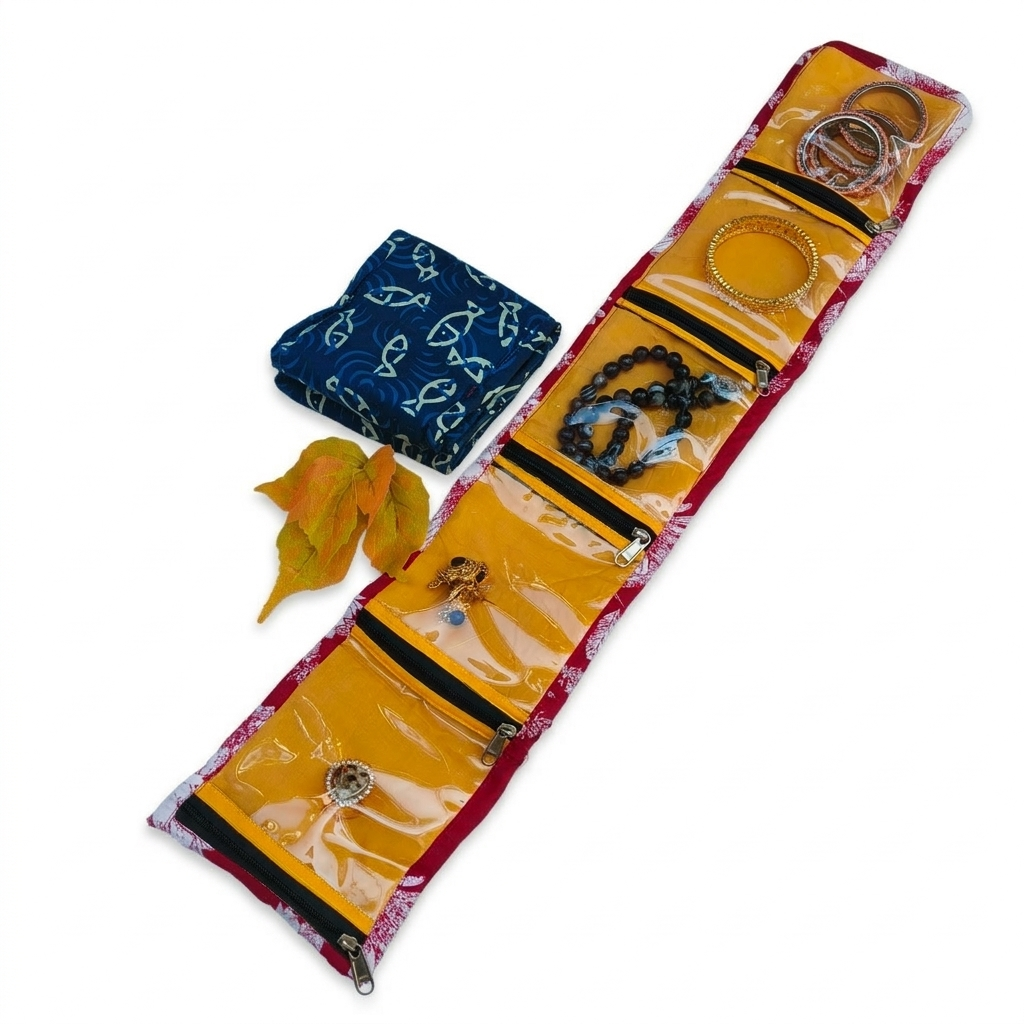 Jewel Pouch - (Earrings) With fish Print