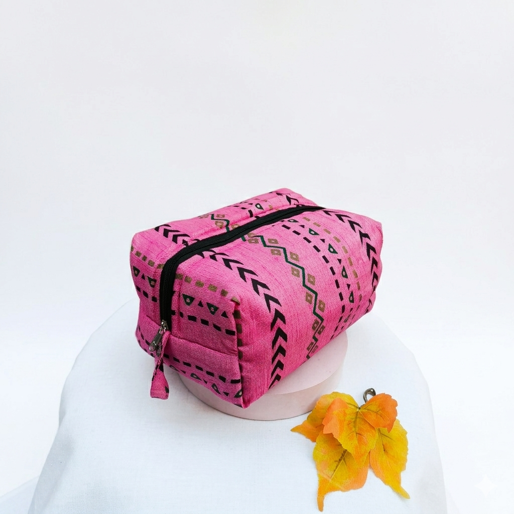 Vanity Pouch Pink with Black Design