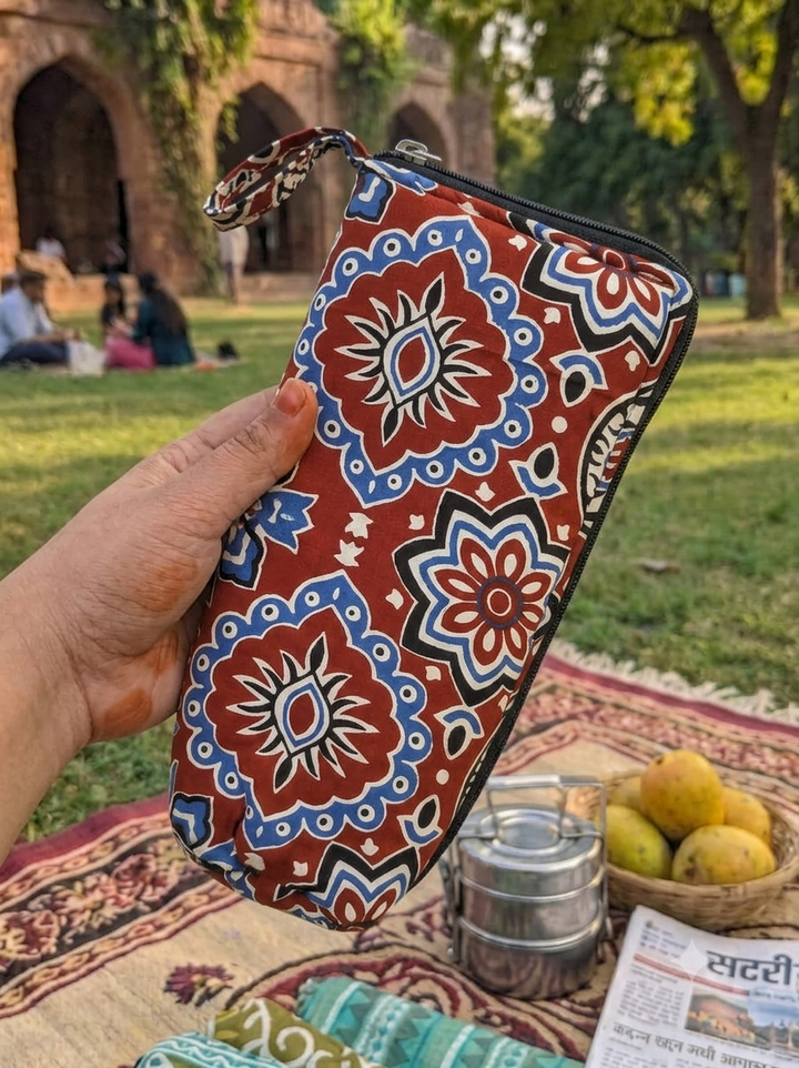 Travel Meal Kit - Red Floral Block-Print
