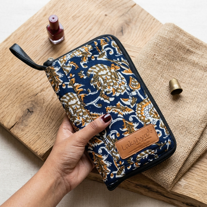 Utility Wallets blue with floral print