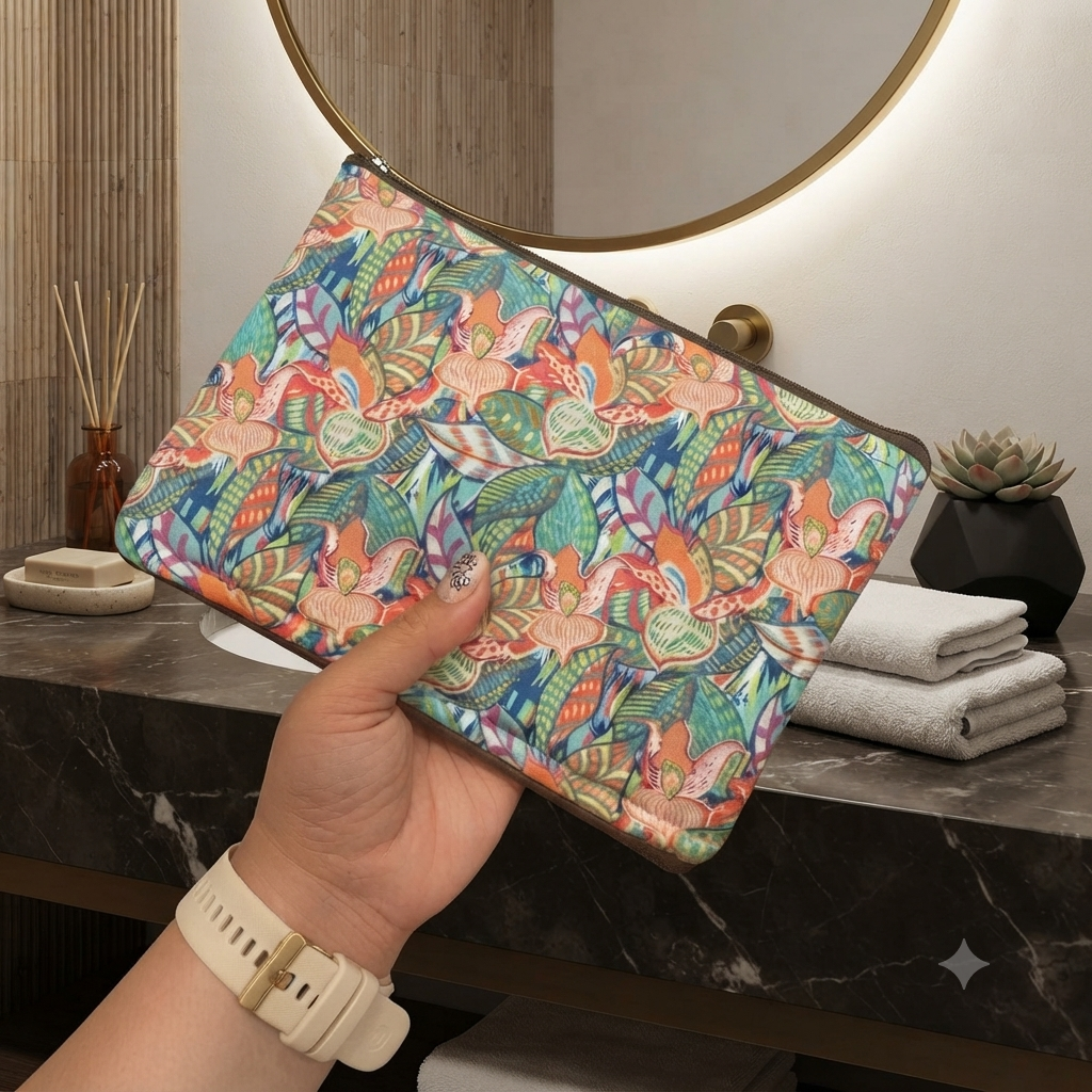 Wet and Dry Toiletry pouch -STATCHED print (Copy)