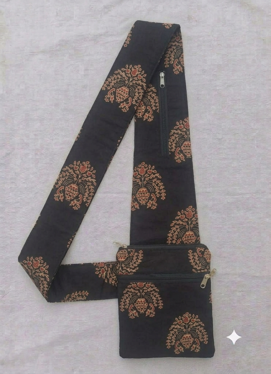 Pilgrim Bag - black kalamkari