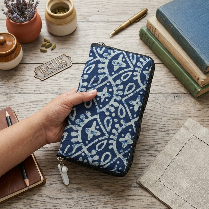 Harmonium Purse -Blue Batik