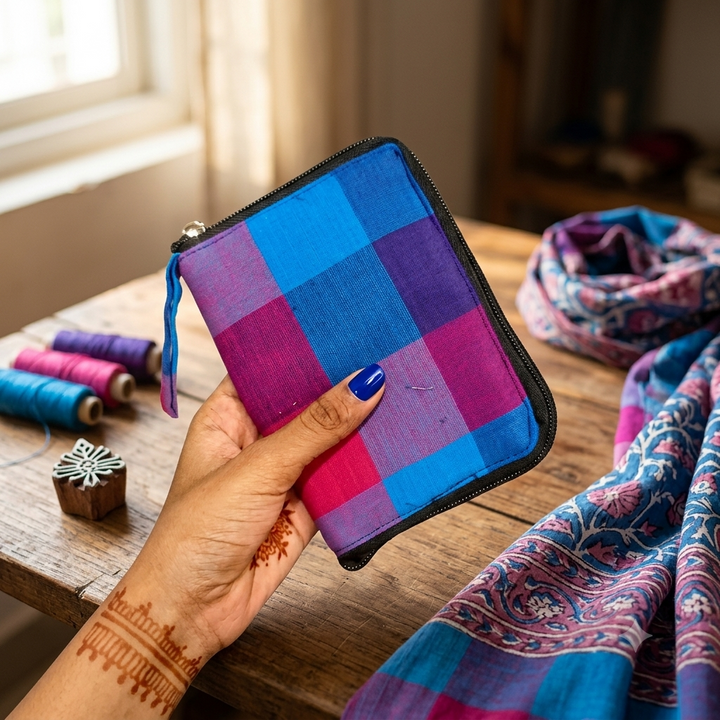 Smart Wallet Small Single Pc- multi-color plaid/check print