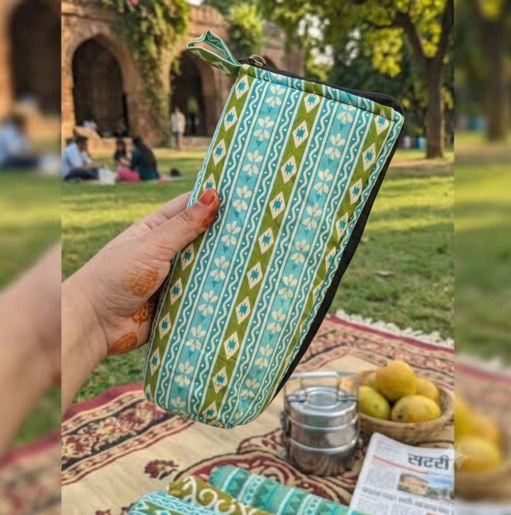 Travel Meal Kit - Green Diamond Motif