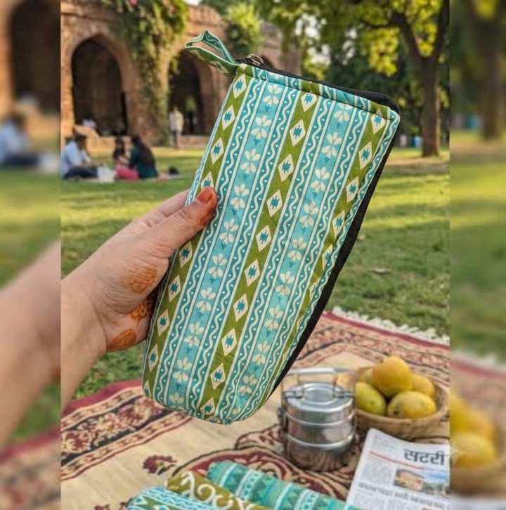 Travel Meal Kit - Green Diamond Motif