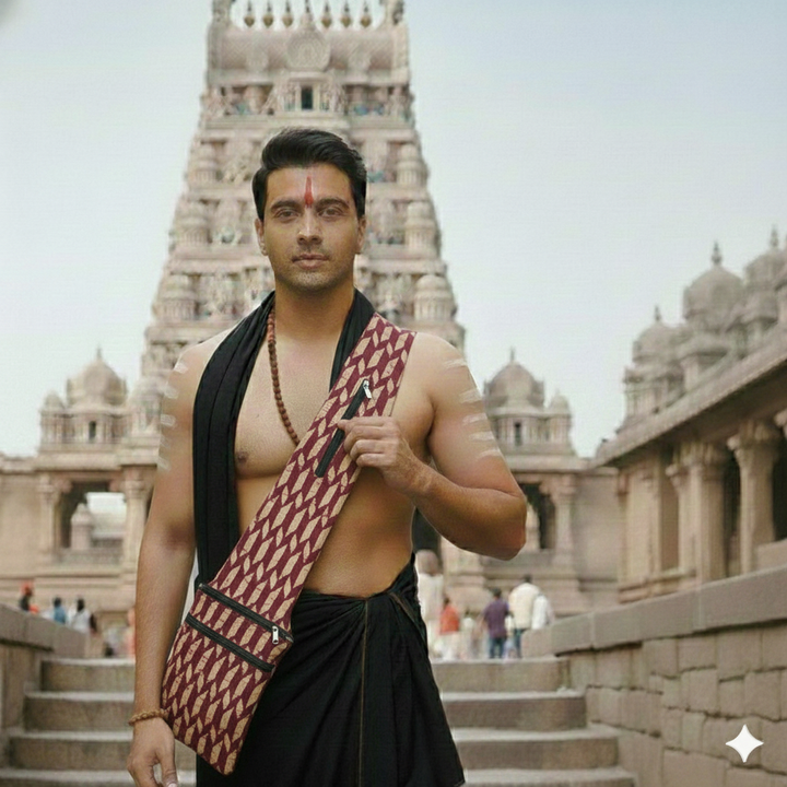 Pilgrim Bag - red with strip print