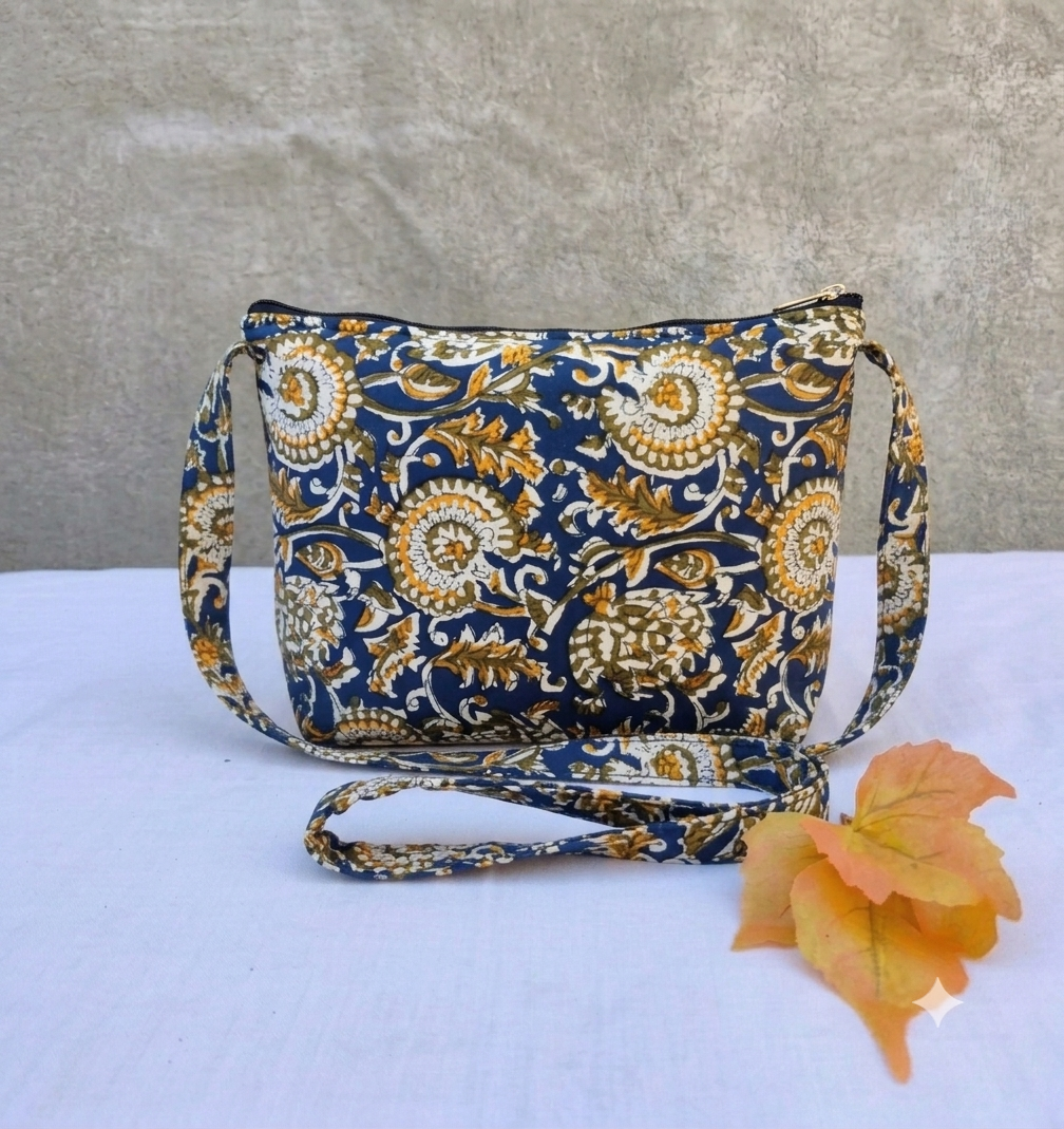 Bristlefront Everyday- Blue Kalamkari Floral Block Print