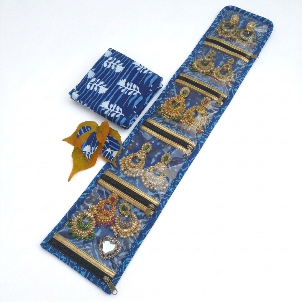 Jewel Pouch - (Earring) Blue Jaipuri