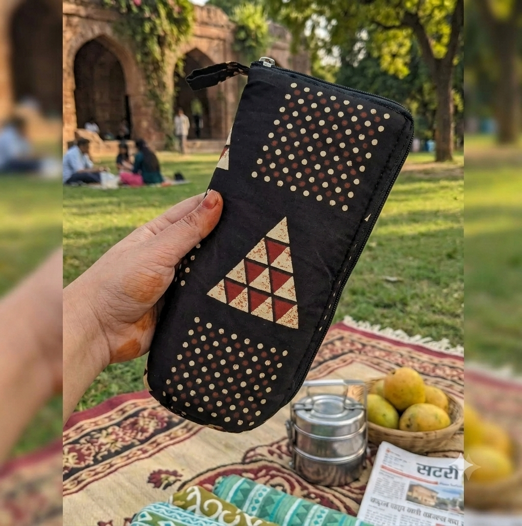 Travel Meal Kit - Black Geometric Pattern