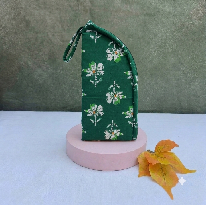 Phone Holder -  green with white floral print