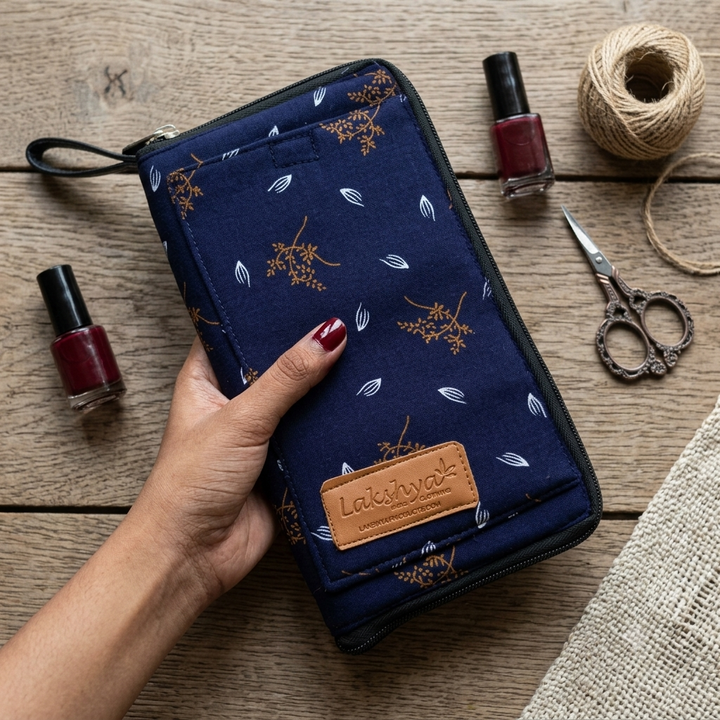 Utility Wallets blue with white flower print