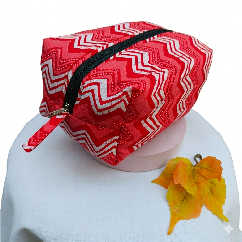 Vanity Pouch Pink Color With White Layer Design