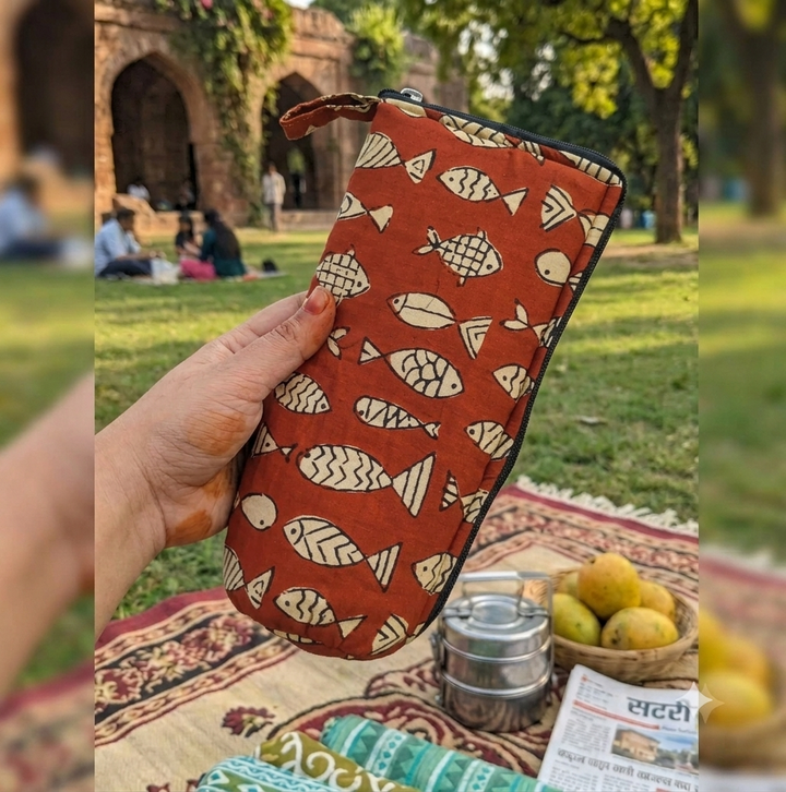 Travel Meal Kit - red with fish printed