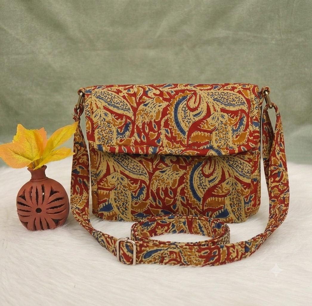 Multizipper Sling 4 Zips - kalamkari printed