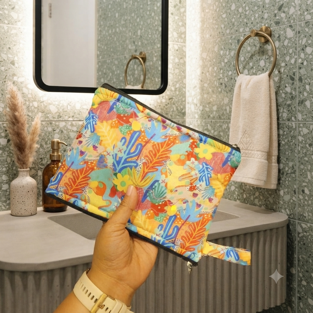 Wet and Dry Toiletry pouch -Bloom & Splash print