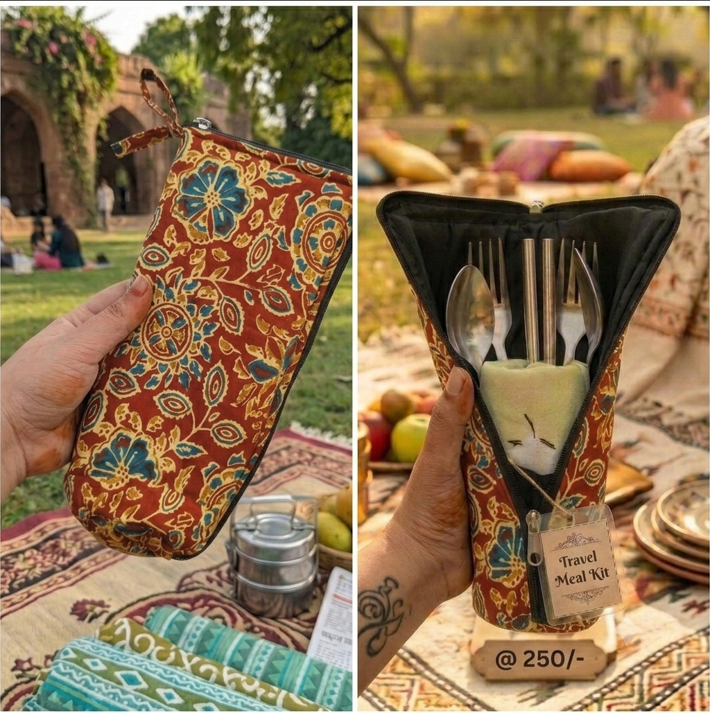 Travel Meal Kit - Heritage Kalamkari Motif