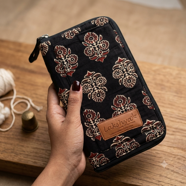 Utility Wallets maroon with floral print