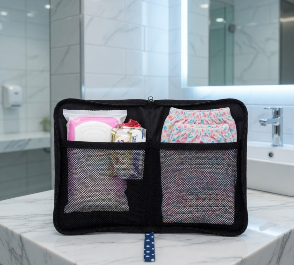 Girls Kit Pouch - Maroon with Doll Print