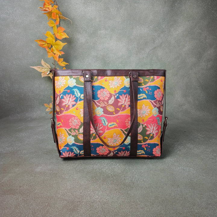 XL laptop Totes Multi Color Floral Prints Design.