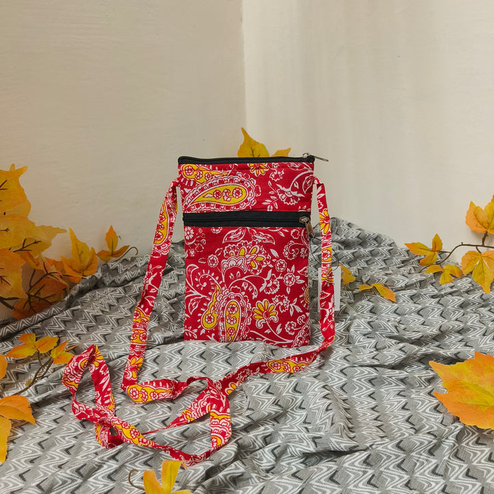 Daily Sling Red with Yellow and White Flower Leaf Design Prints.