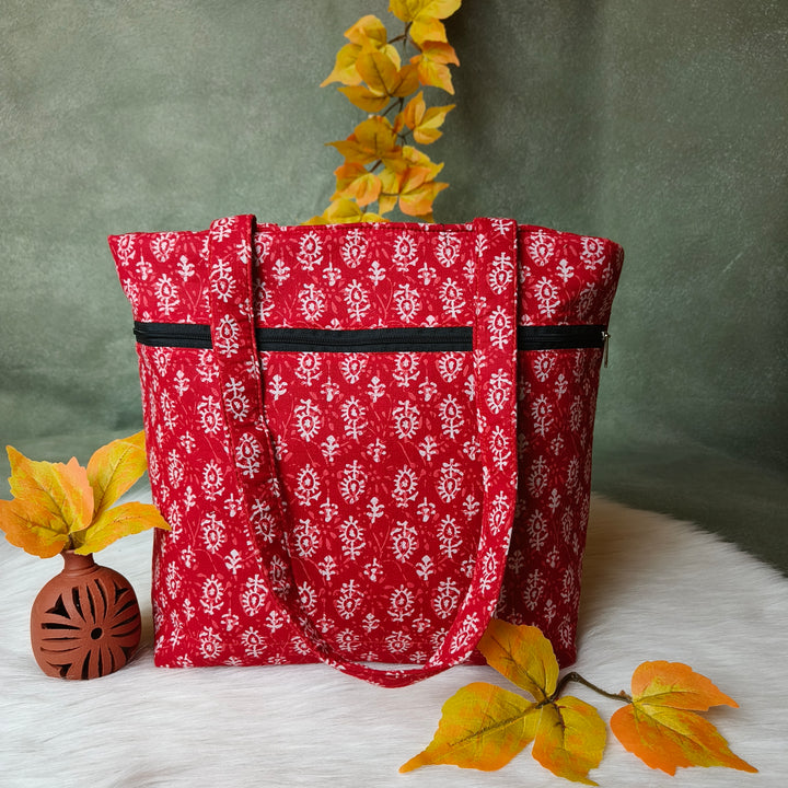 9Am to 5Pm tote Red diamond print