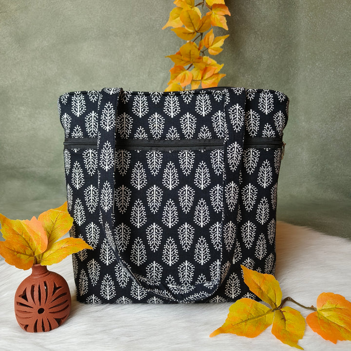 9Am to 5Pm tote Black print bag