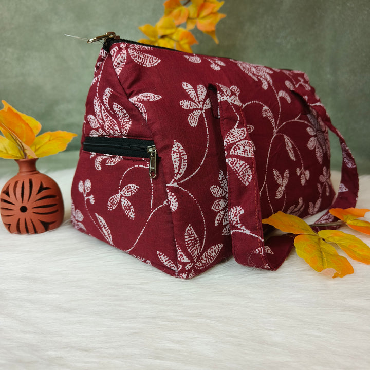 Barrel Handbag brown floral print