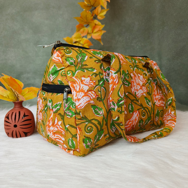 Barrel Handbags yellow floral print