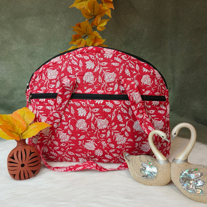 Everyday Tote black with red with white floral print