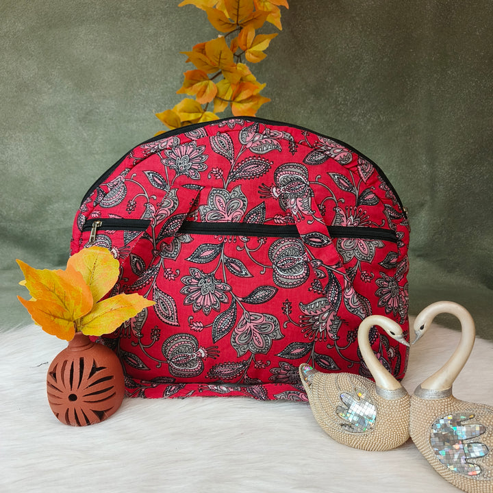 Everyday Tote black with red with white flower print