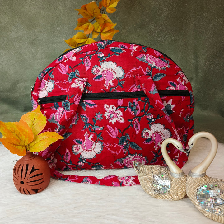 Everyday Tote red mixed flower print