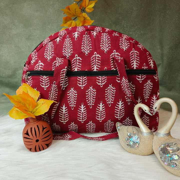 Everyday Tote  red with white flower print