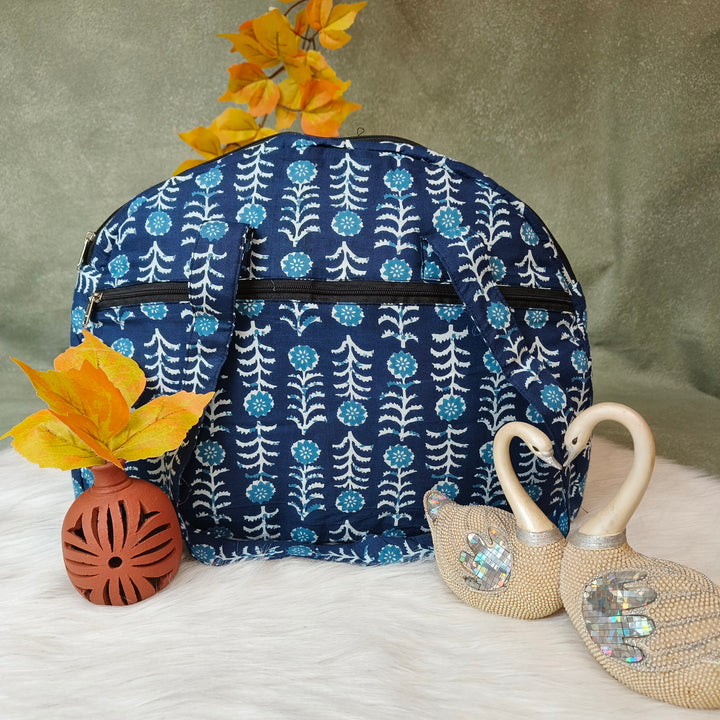 Everyday Tote blue with white flower print