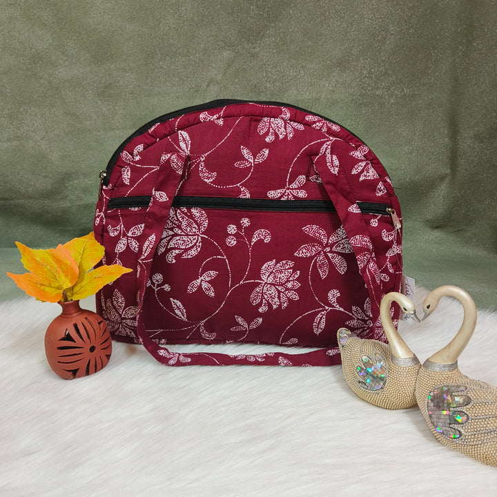 Everyday Tote maroon with white flower print