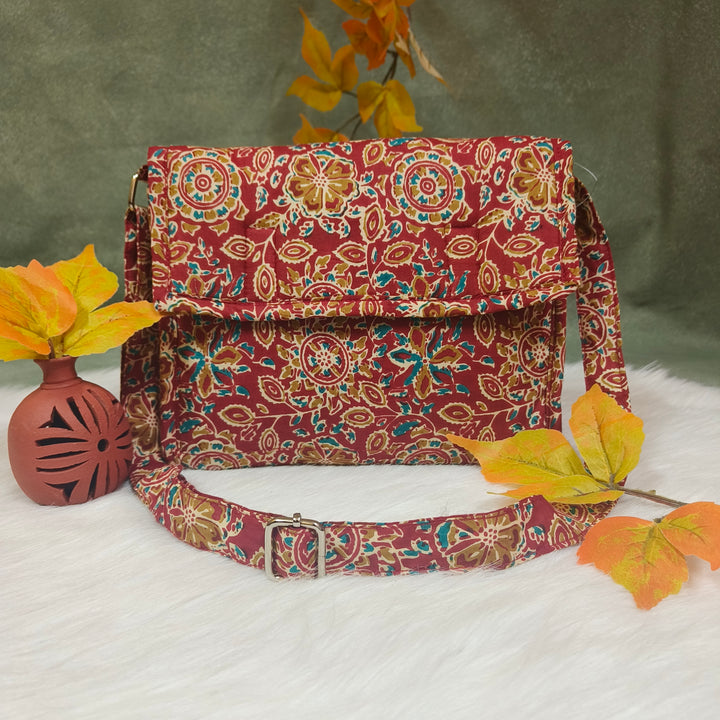 Multizipper Sling 4 Zips red with floral print