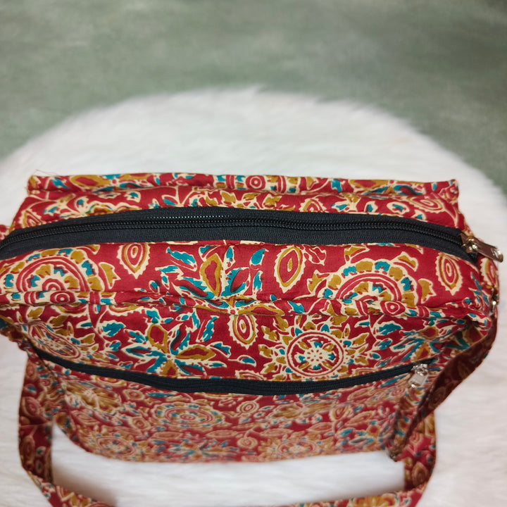 Xtra Sling bag blue with red flower print