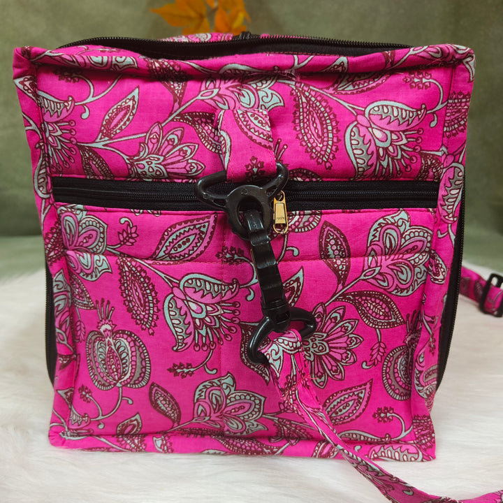 Expandable Travel Bag pink with flower print