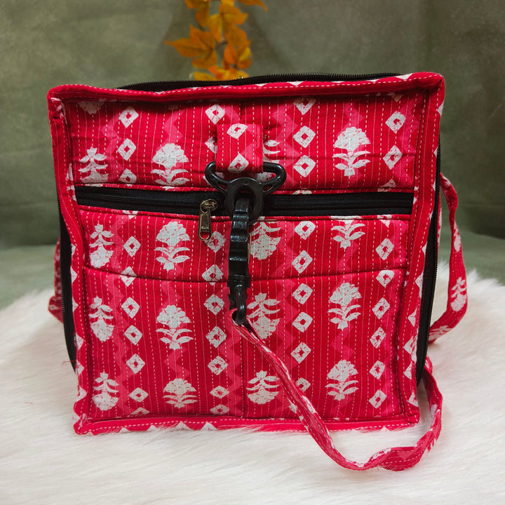 Expandable Travel Bag Red with strip print
